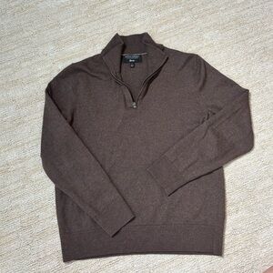 100% Italian Wool Men's Dark Brown Half-Zip Sweater